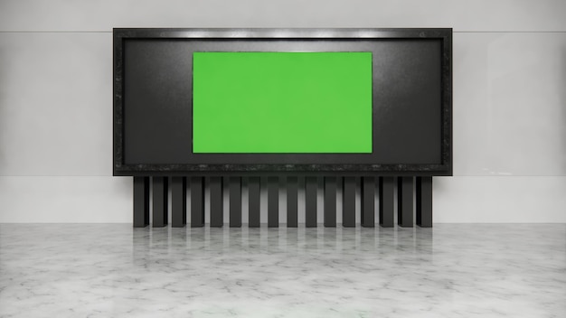Foto notizie di studio virtuale con rendering 3d con schermo verde