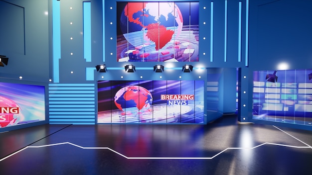 Premium Photo | Virtual tv studio news studio