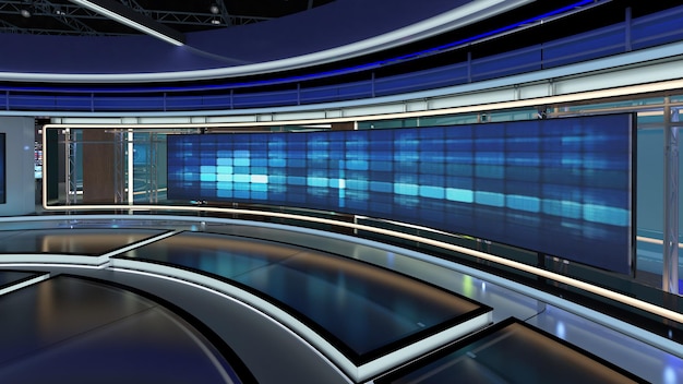 Virtual TV Studio Set Green screen background 3d Rendering Virtual set studio for chroma footage