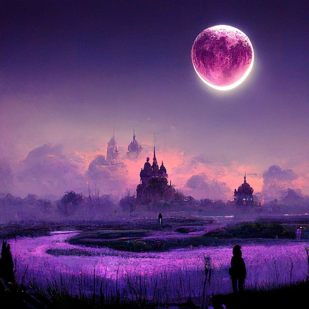 virtual world purple moon