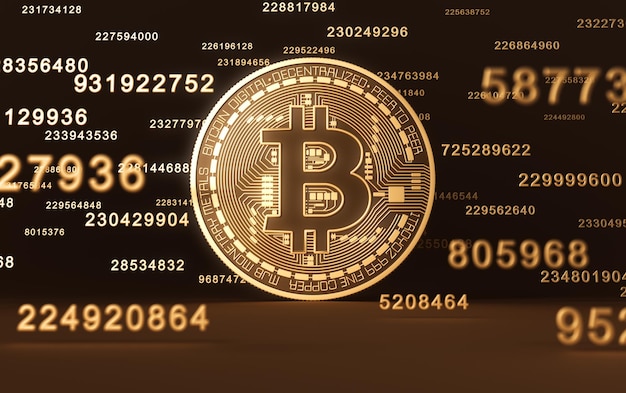 Virtueel muntstuk Bitcoin en cijfers