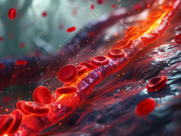 Virtuele afbeelding van cholesterol in de bloedbaan