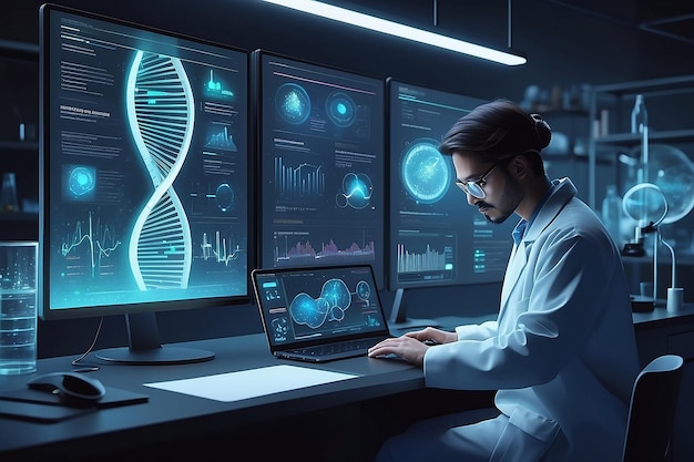 Virtuele interface dna wetenschap laboratorium onderzoek