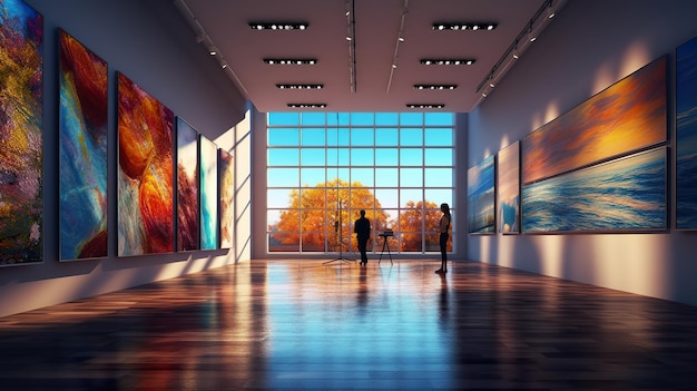 Foto virtuele kunstgalerij-ervaring ai genereren