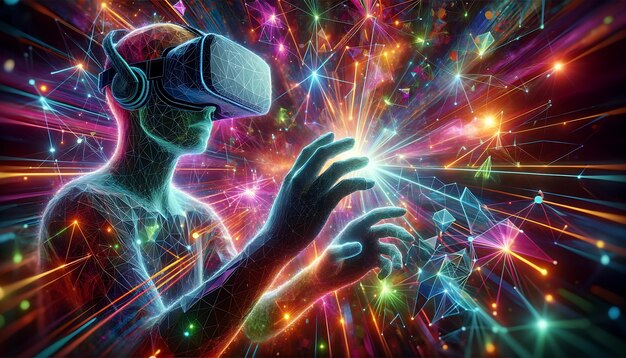 Foto virtuele realiteit 3d kosmische droom digitaal