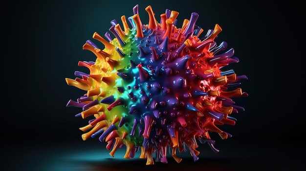 Virus 3d representation microscope view of germs or microbes Generative Ai