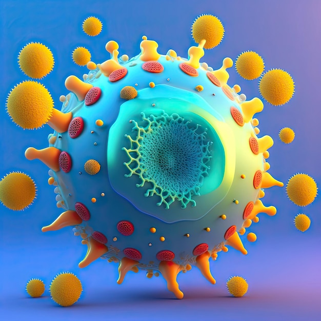 Virus abstract microbe on blue background