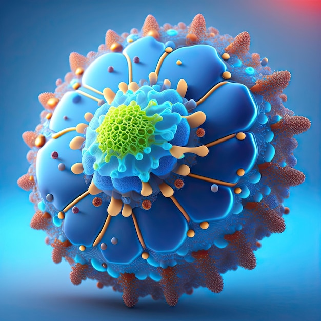 Virus Abstracte microbe op blauwe achtergrond