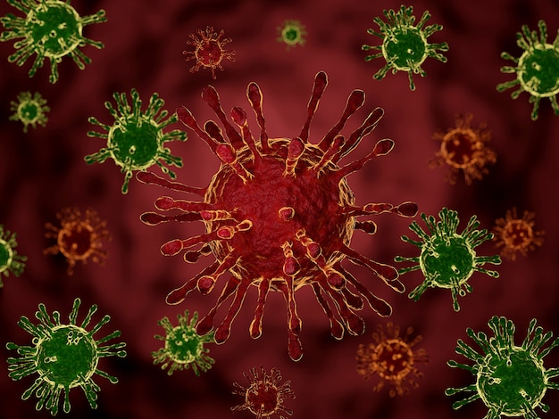 写真 コロナウイルス 3 d イラストのウイルス背景