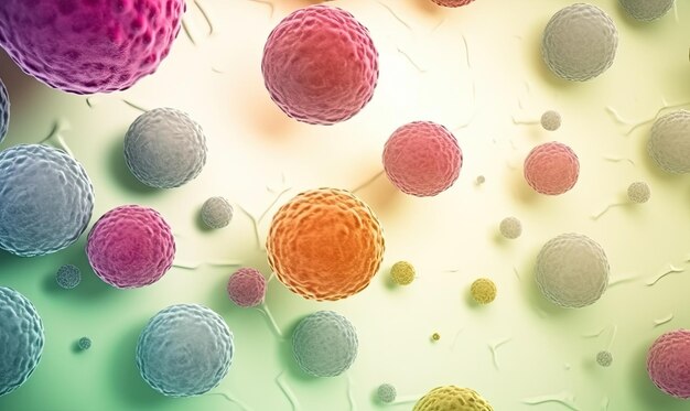 Вирусные и бактериальные клетки крупным планом Создание с использованием генеративных инструментов искусственного интеллекта