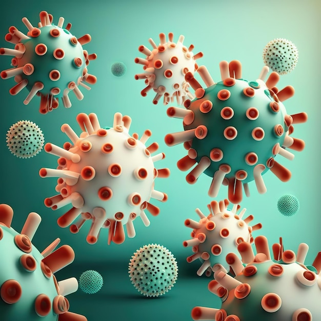 Virus cells of flu coronavirus rsv