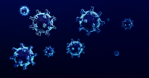 사진 검은 배경에 푸른 색 세포로 혈관에 코로나 바이러스 2019-ncov의 바이러스 세포.