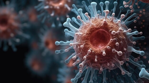 写真 抽象的な背景のマクロ撮影上のウイルス細胞ウイルス病の流行の概念微生物や細菌の攻撃