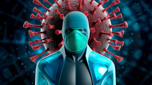 コロナウイルス感染症のウイルス細胞 生成AI
