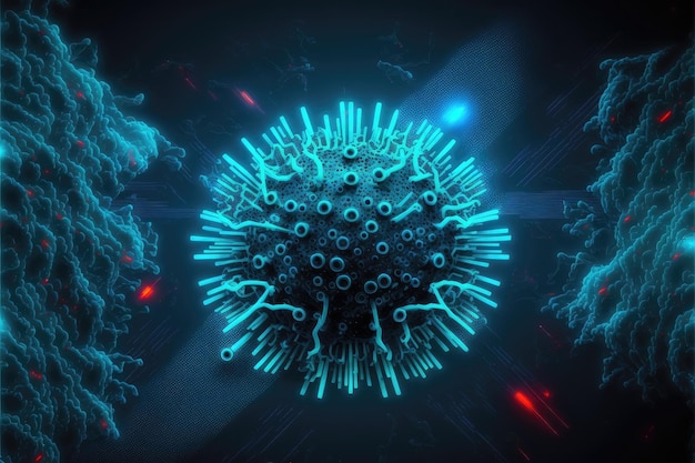 Virus cyber glow in the dark background