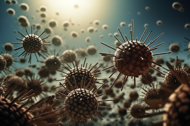 바이러스 독감 질병 유행성 전염병 감염 아픈 사람들 인류에 대한 위협 코로나 의학 미생물학 박테리아 유전자 위험한 변종 호흡기 질환 생성 AI