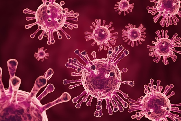 Вирусная микробиология, болезнь, инфицированная как коронавирус.