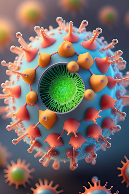 Virus under a microscope view