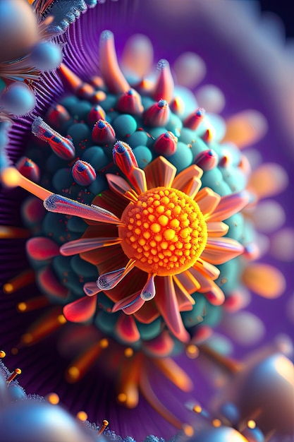 Virus under a microscope view