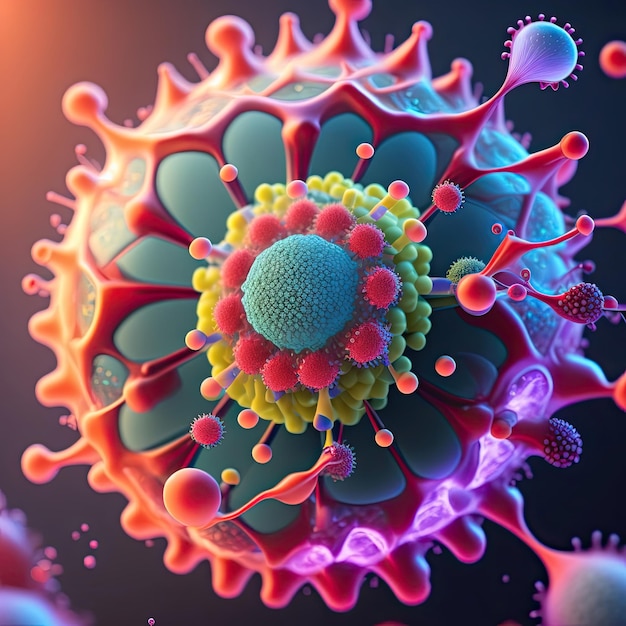 Virus under a microscope view