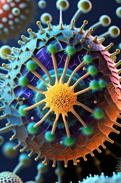 Virus under a microscope view