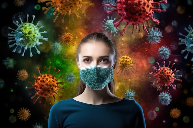 Foto virus agente infettivo microscopico acido nucleico rna dna introduzione in una cellula vivente maschere di difesa pandemiche focolai covid 19 e altri protezione dalle malattie