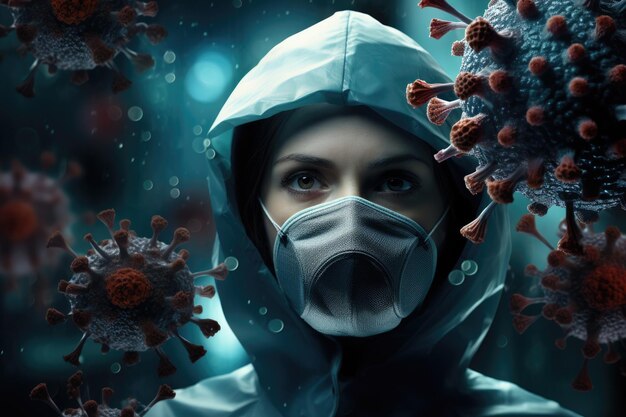 Virus microscopic infectious agent nucleic acid rna dna introduction into a living cell pandemic defense masks outbreaks covid 19 and others disease protection