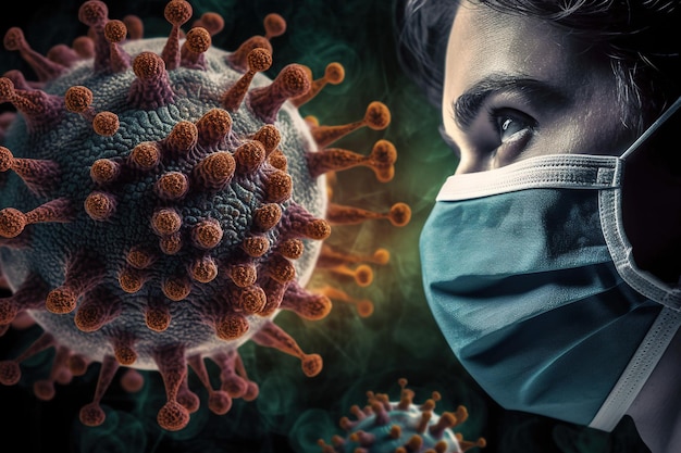 Virus noncellular infectious agent bacteria resposible influenza dangerous flu strain pandemic Microscope corona virus disease Viruses in infected organism viral disease epidemic