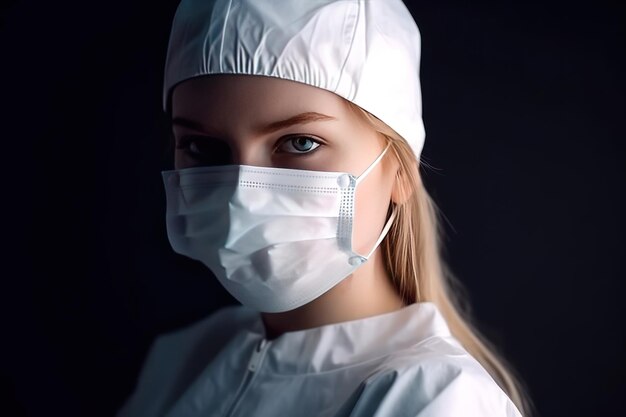 Virus pandemic doctor in protective mask generative ai