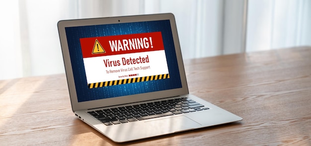 写真 コンピューター画面上のウイルス警告アラートが最新のサイバー脅威を検出しました