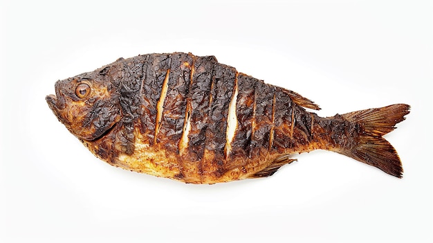 Foto vis barbecue verse geïsoleerde afbeelding op witte achtergrond