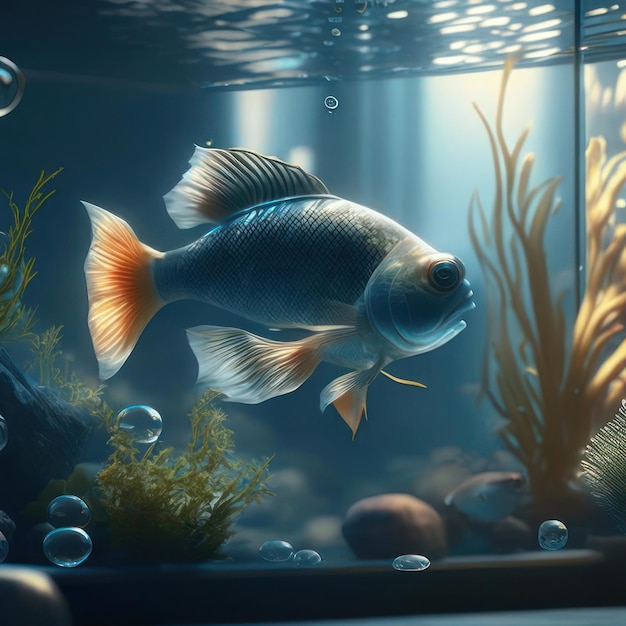 Vis in het aquarium Beeld gemaakt door AI