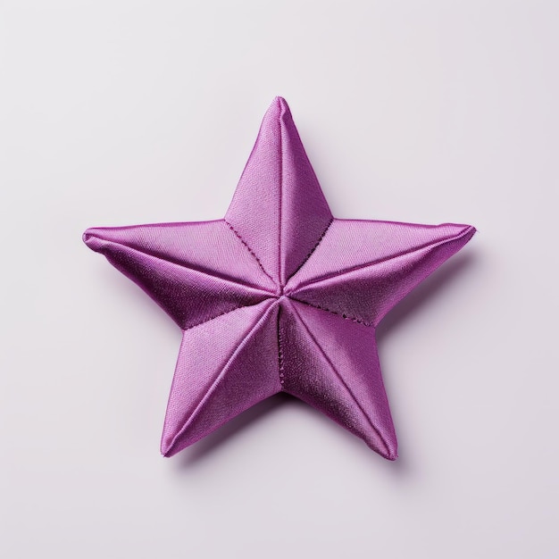 Photo viscose little star metallic purple folded toyism in aerial view