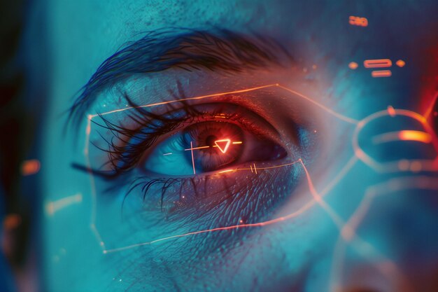 Photo vision through technology laser crosshair targeting on a females eye