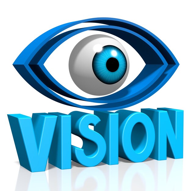 Photo vision word and eye shape 3d illustration