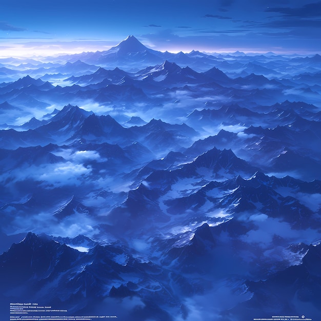 Foto fantasia visionaria della montagna blu