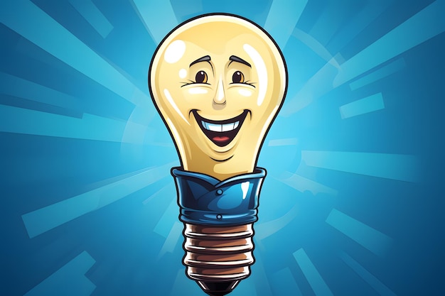 Photo the visionary illuminator a light bulb with eyes and mouth a beacon of smart business