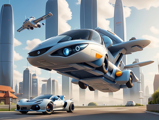 Visions of Tomorrow Futuristic Flying Cars Cityscape Art