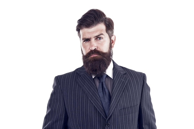 Visit your barber regularly Serious boss wear beard Beard barber Bearded man in formal style Barber shop grooming Skincare Haircare Barber service Retro barbershop Hair salon vintage filter