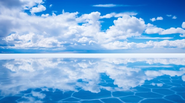 visiting the awesome salt flats of uyuni Beautiful mirror reflection on blue sky and cloud