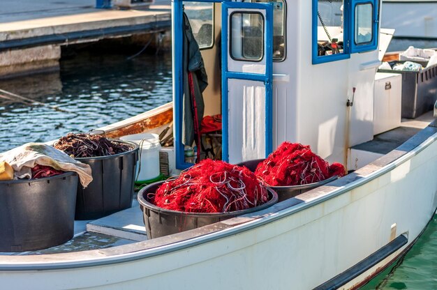 Visnet op een boot