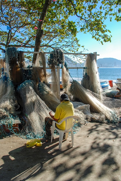 Visnet, strand van Copacabana