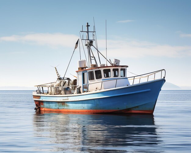 Foto vissersboot op witte achtergrond