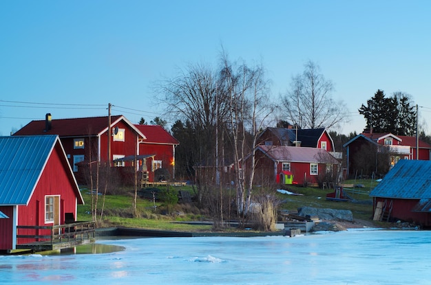 Vissersdorp in de winter