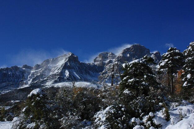 Foto vista de montañas nevadas en el valle de tena. pena telera.