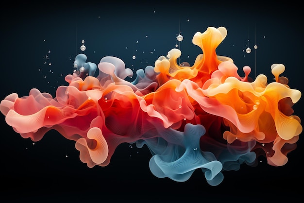 a visual art of colorful splash on dark background