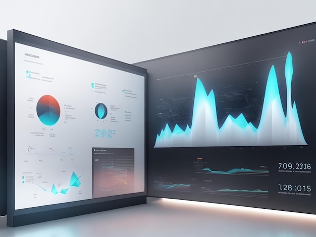 Photo a visual data large screenwhite backgroundmodernconcisehightech