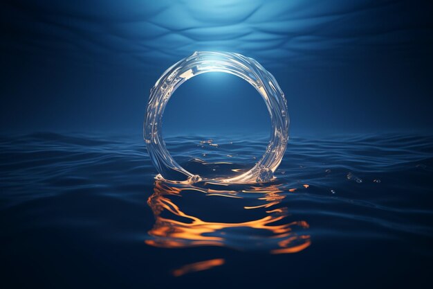 視覚的な魅力 魅惑的な 3D でレンダリングされた光に照らされた水面