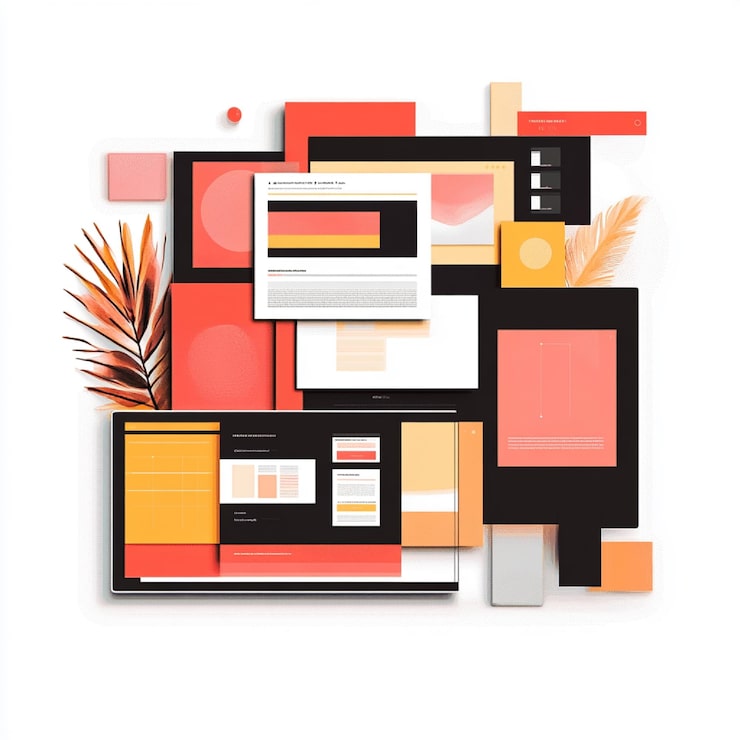 Photo css 그리드와 플렉스박스를 사용하여 구조화 된 레이아웃을 보여주는 웹 페이지 요소의 시각적 계층 구조