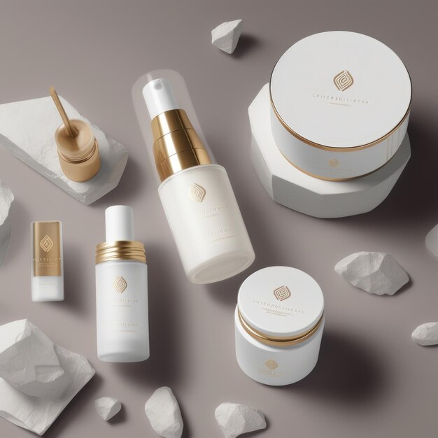 Photo visual identity for cosmetic brand mockup